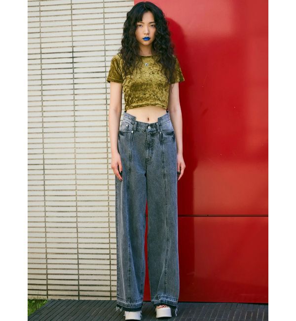 MURUA「クロップドシアーベロアTシャツ」|Tシャツ・カットソー|