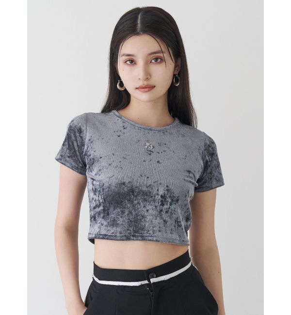 MURUA「クロップドシアーベロアTシャツ」|Tシャツ・カットソー|