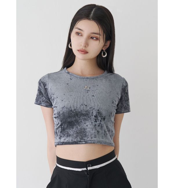 MURUA「クロップドシアーベロアTシャツ」|Tシャツ・カットソー|