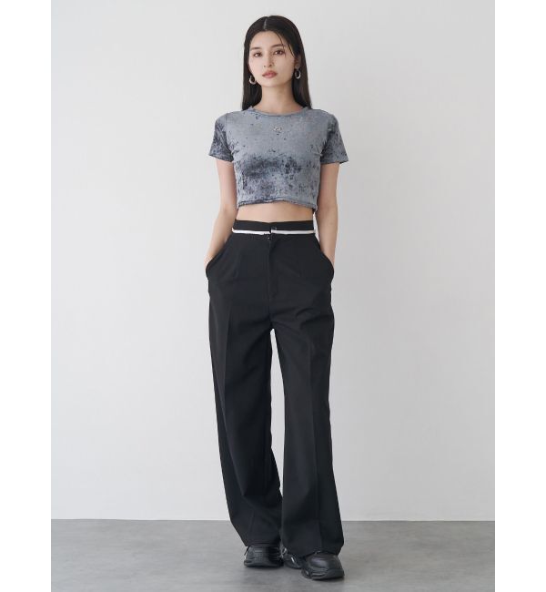 MURUA「クロップドシアーベロアTシャツ」|Tシャツ・カットソー|