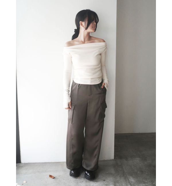 LAGUNAMOON「サテンカーゴワイドパンツ」|カーゴ|