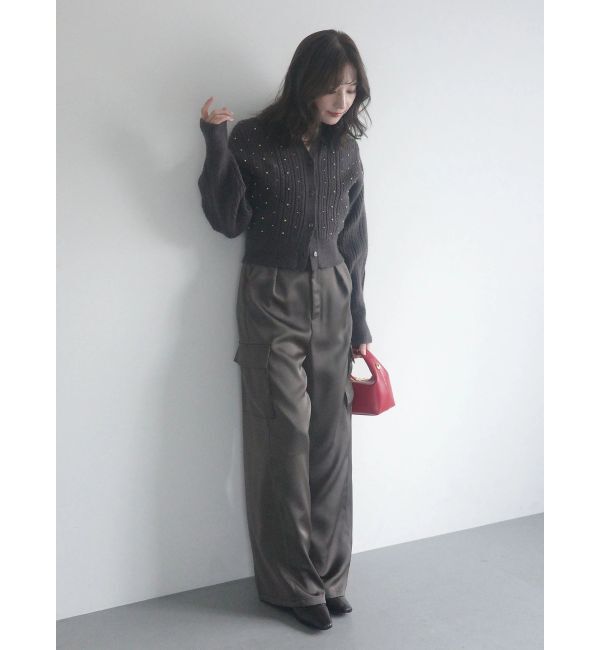 LAGUNAMOON「サテンカーゴワイドパンツ」|カーゴ|