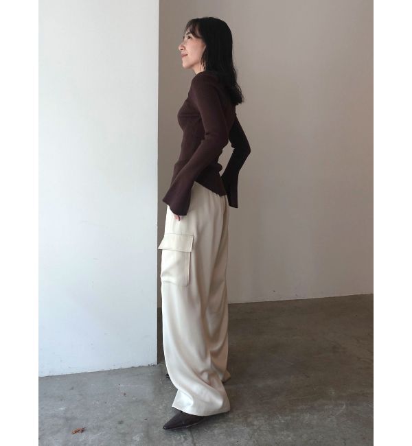 LAGUNAMOON「サテンカーゴワイドパンツ」|カーゴ|