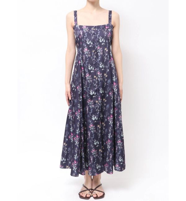 LAGUNAMOON「フロントボタンデザインフロ-ラルプリントサテンキャミワンピース」|ワンピース|