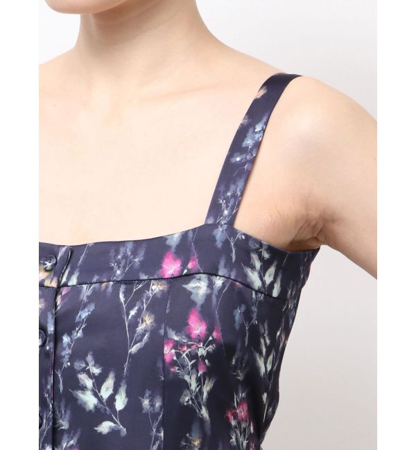 LAGUNAMOON「フロントボタンデザインフロ-ラルプリントサテンキャミワンピース」|ワンピース|