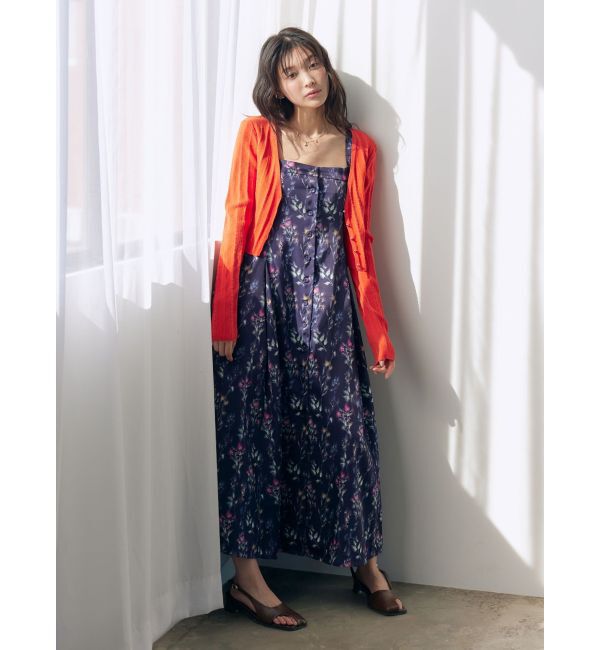 LAGUNAMOON「フロントボタンデザインフロ-ラルプリントサテンキャミワンピース」|ワンピース|