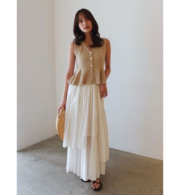 LAGUNAMOON「アシメティアードコットンスカート」|スカート|