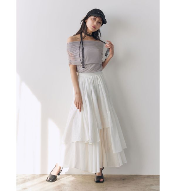 LAGUNAMOON「アシメティアードコットンスカート」|スカート|