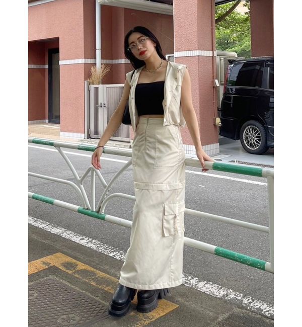 EVRIS「フードドロストショートベスト【セットアップ着用可能】」|ベスト・ジレ|