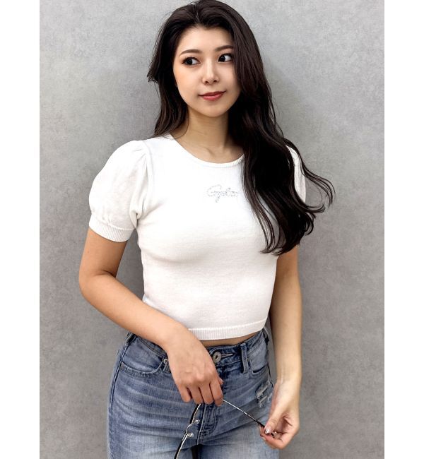 GYDA「Gydaパフスリーブニットトップス」|ニット・セーター|