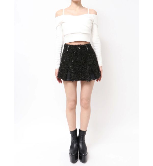 GYDA「ラメフリンジツイードスカートライクショートパンツ」|スカート|