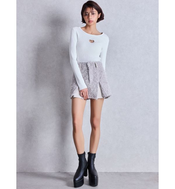 GYDA「ラメフリンジツイードスカートライクショートパンツ」|スカート|