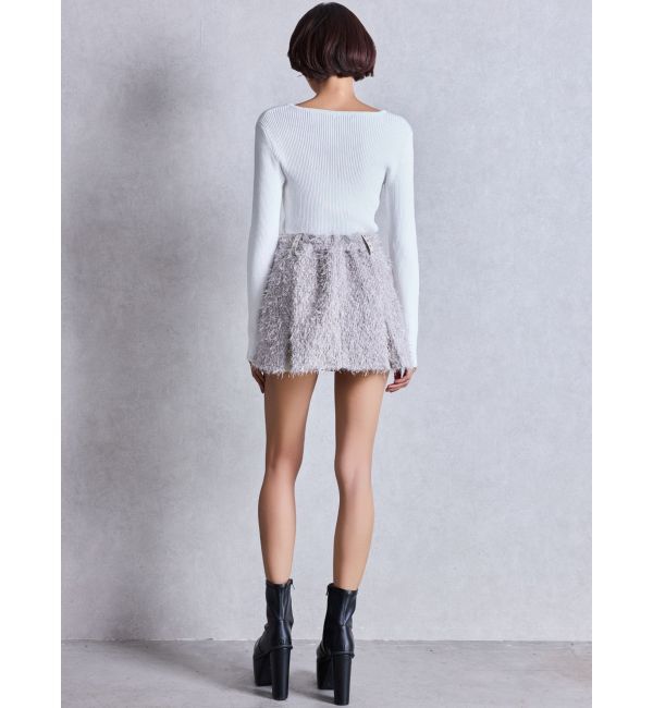 GYDA「ラメフリンジツイードスカートライクショートパンツ」|スカート|
