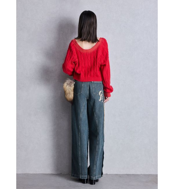 GYDA「オフショルブリーチニットトップス」|ニット・セーター|