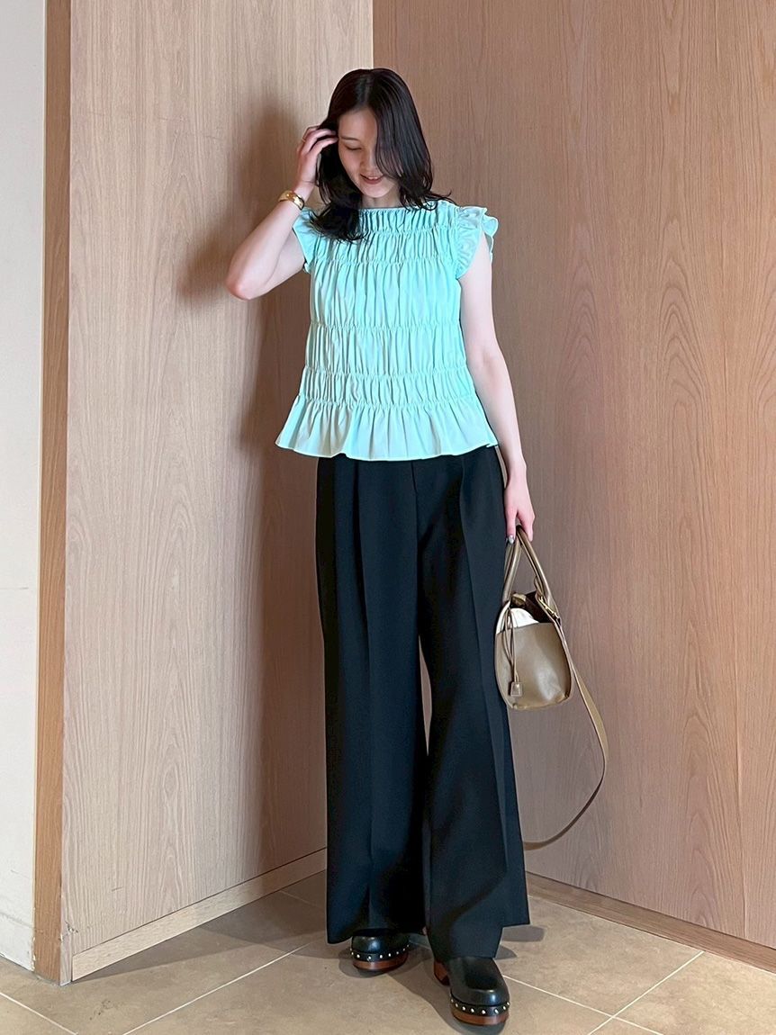 Mila Owen「ラッフルシャーリングギャザートップス」|Tシャツ・カットソー|