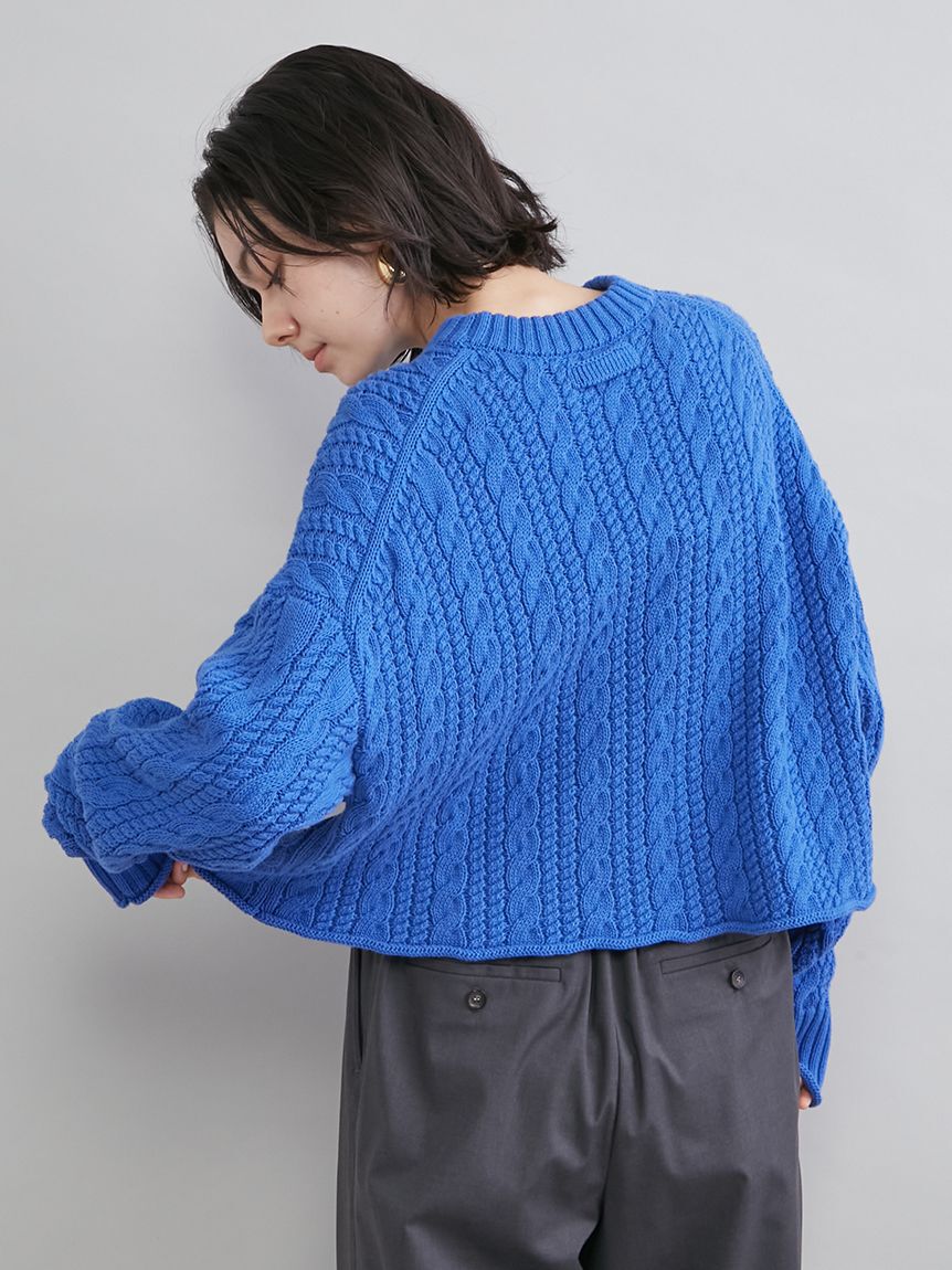Mila Owen「ショートヘムケーブルニット」|ニット・セーター|