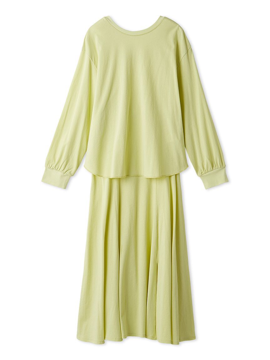 Mila Owen「背中明きロングＴシャツナロースカートSET UP」|ワンピース|LIME