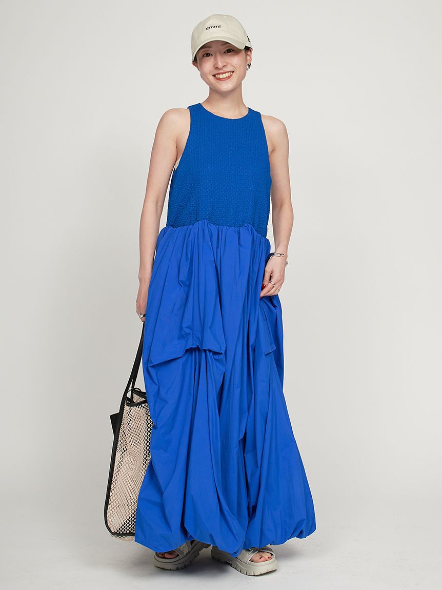 emmi atelier「膨れジャガードカットドッキングワンピース」|ワンピース|