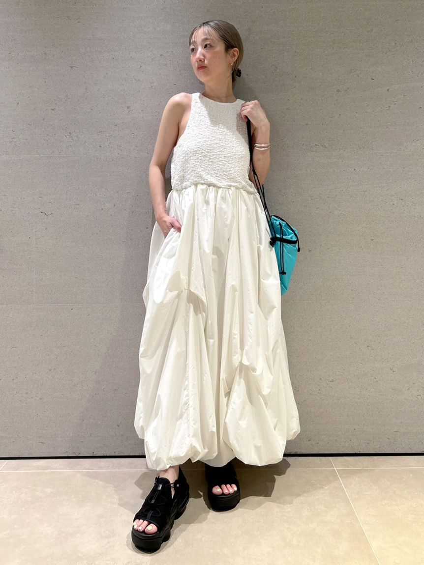 emmi atelier「膨れジャガードカットドッキングワンピース」|ワンピース|