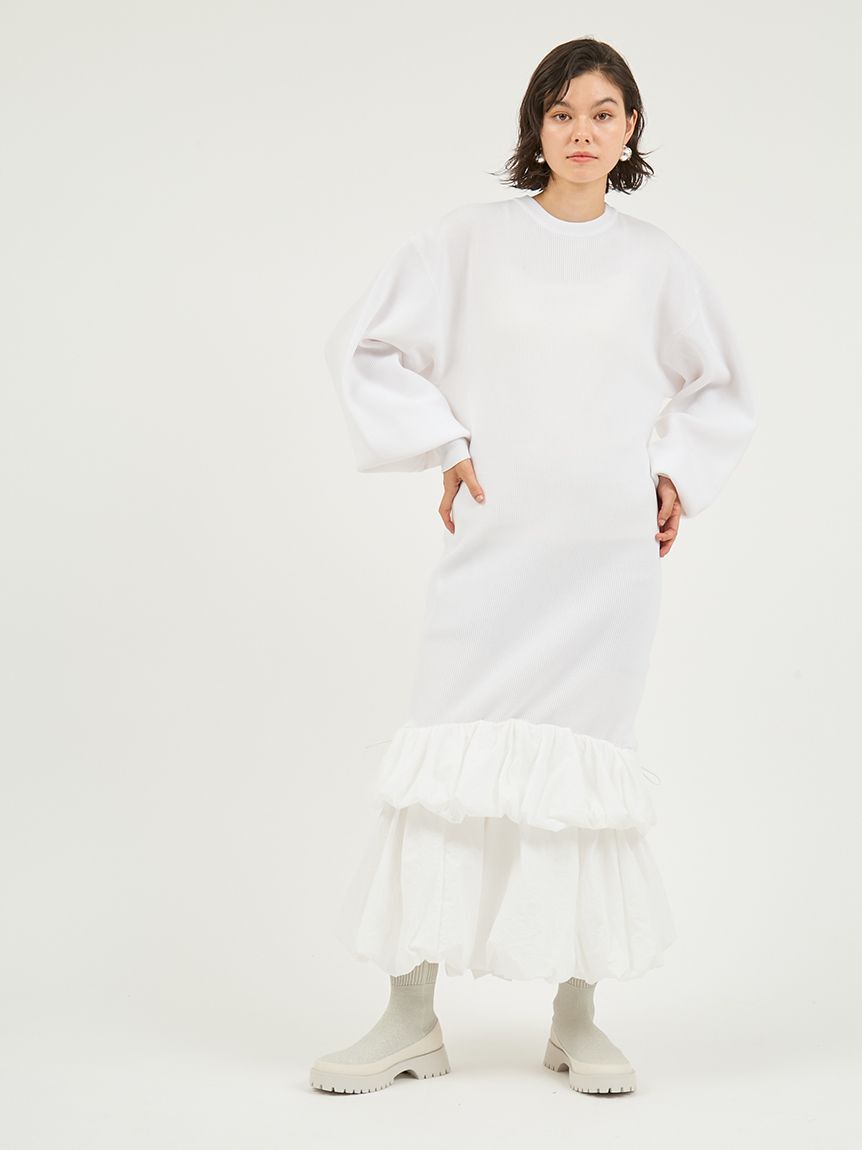 emmi atelier「ニットタフタドッキングOP」|ワンピース|