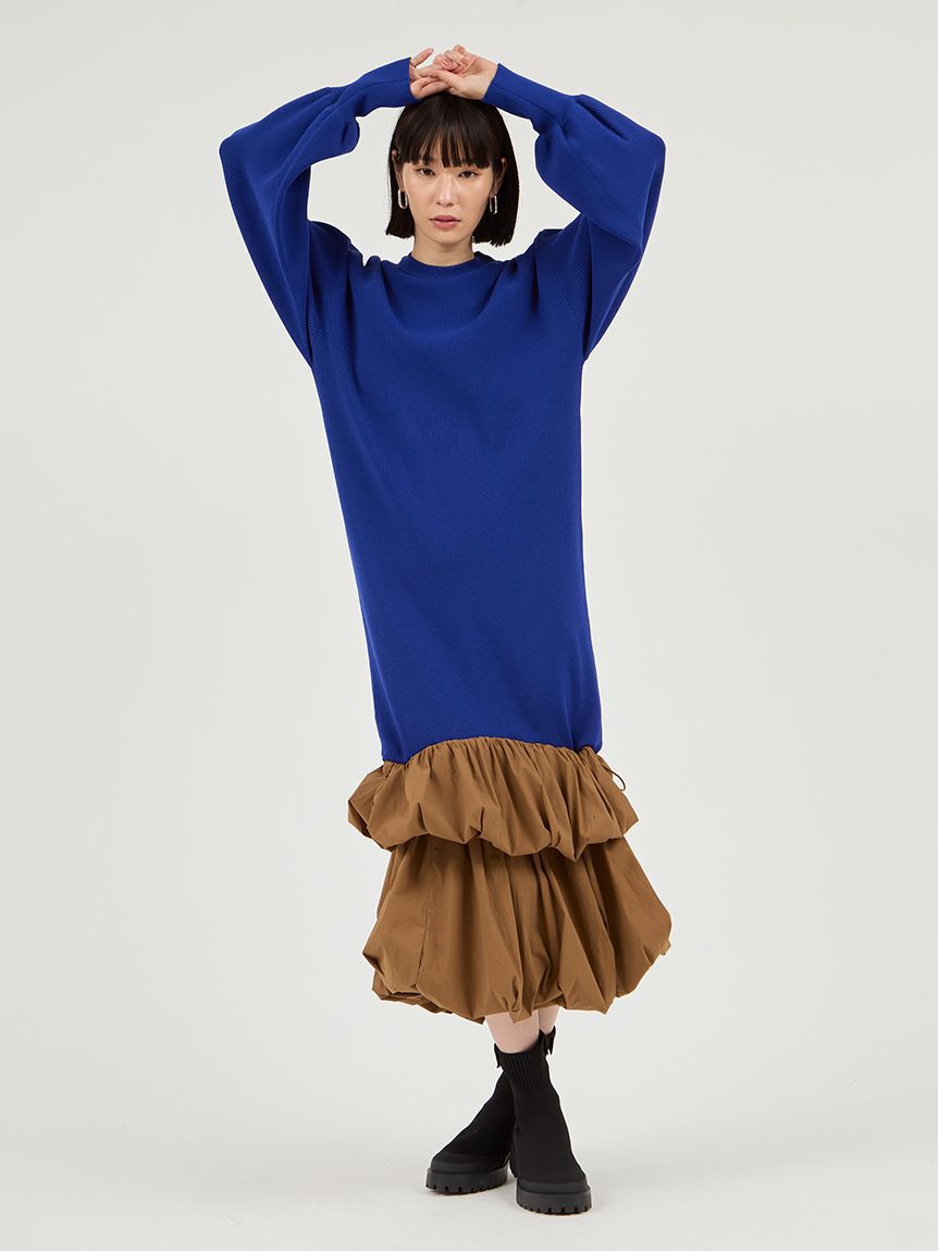 emmi atelier「ニットタフタドッキングOP」|ワンピース|