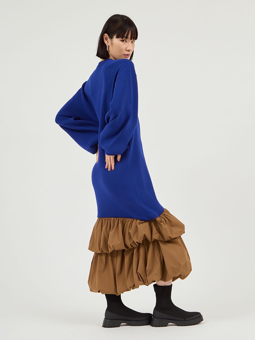 emmi atelier「ニットタフタドッキングOP」|ワンピース|