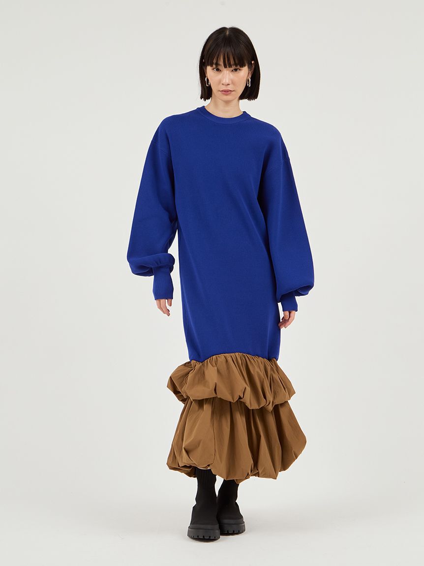 emmi atelier「ニットタフタドッキングOP」|ワンピース|BLU