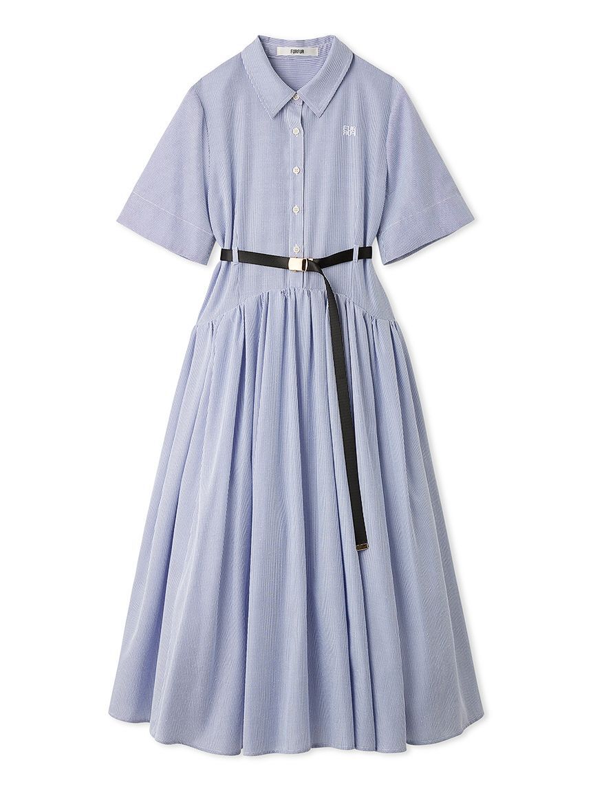 FURFUR「【限定サイズ】ベルト付きコードレーンシャツワンピース」|ワンピース|BLU