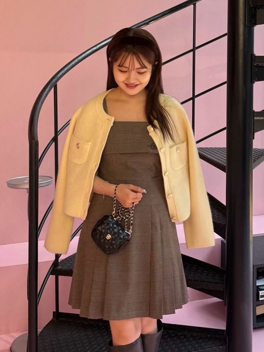 SNIDEL「フォックスニットジャケット」|ノーカラージャケット|