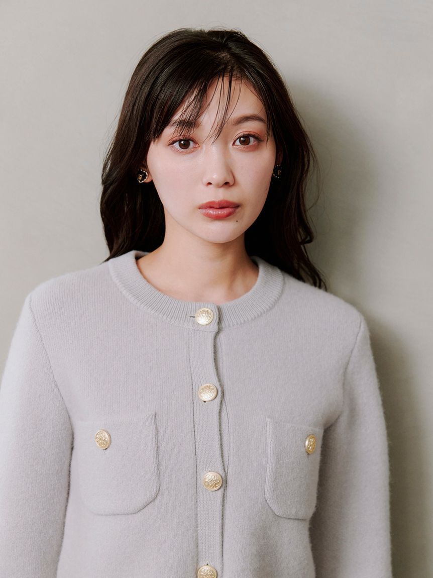 SNIDEL「フォックスニットジャケット」|ノーカラージャケット|