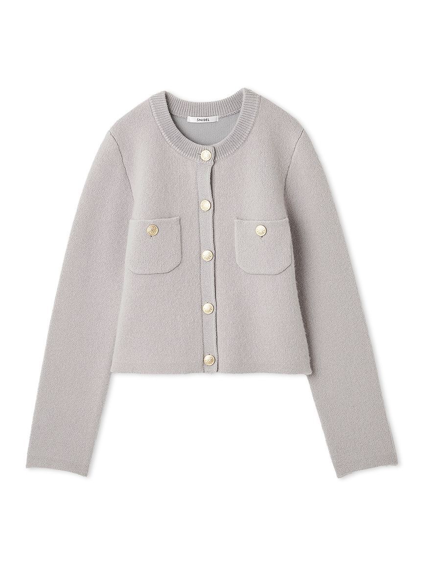 SNIDEL「フォックスニットジャケット」|ノーカラージャケット|