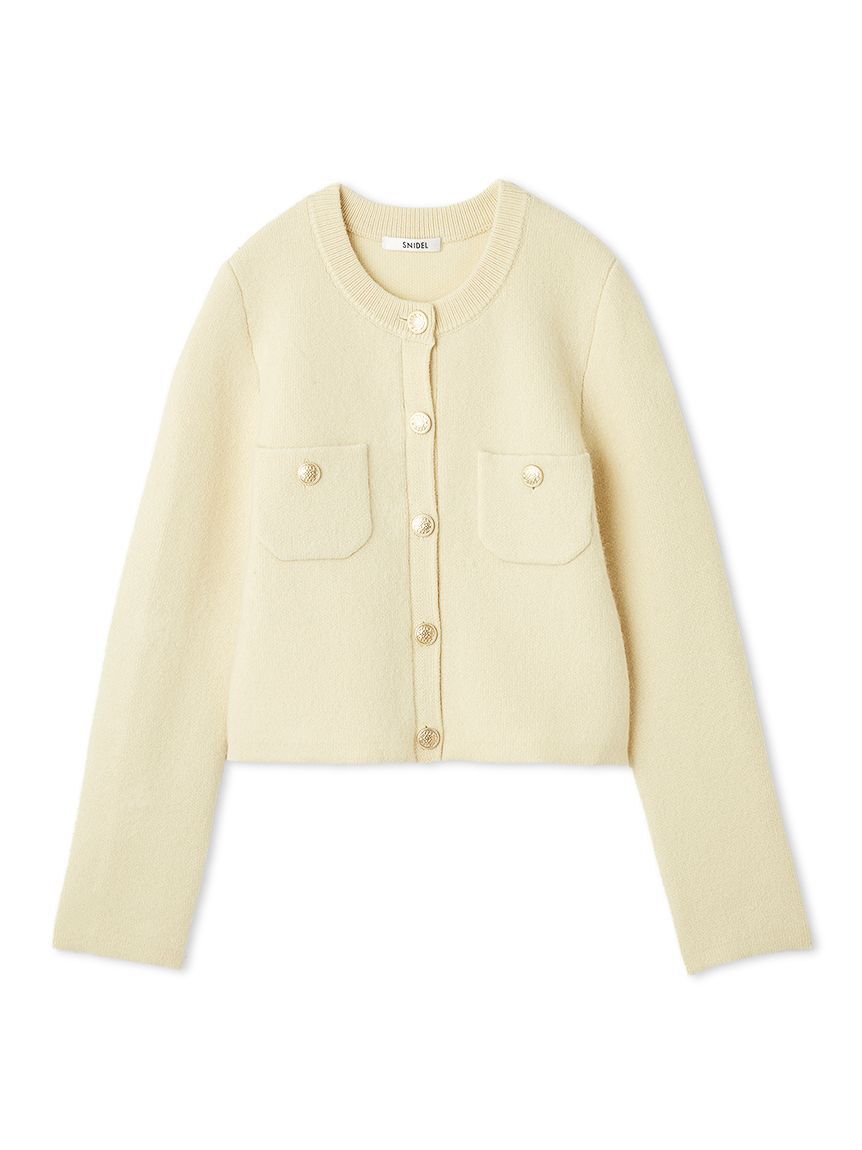 SNIDEL「フォックスニットジャケット」|ノーカラージャケット|