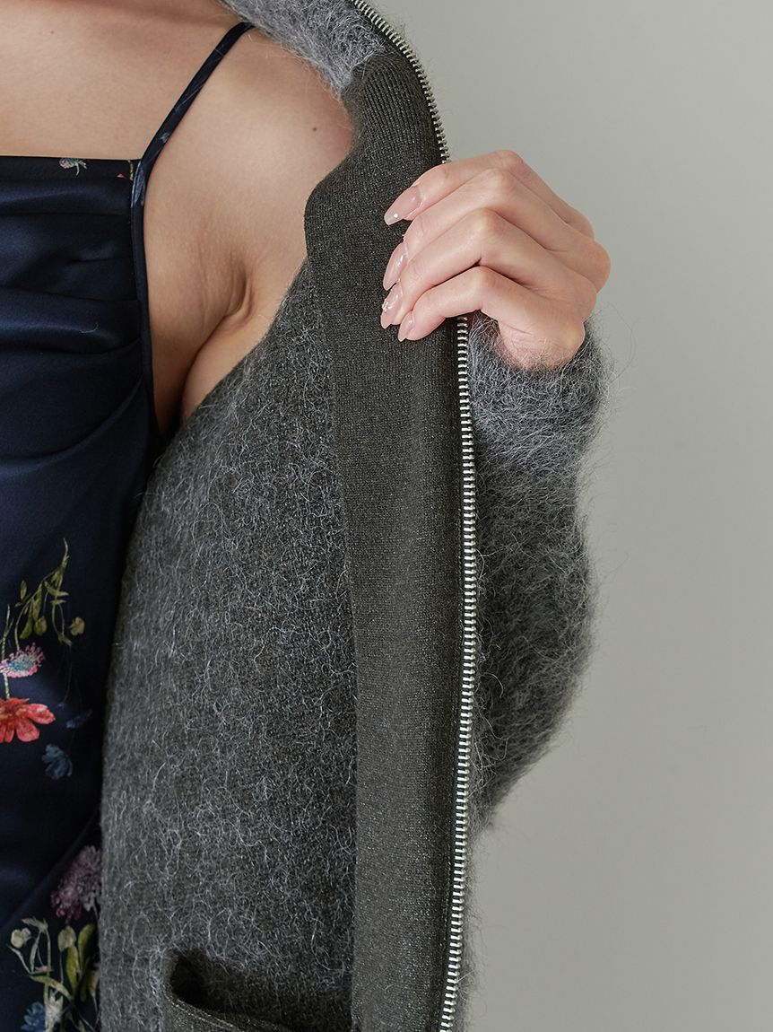 SNIDEL「アルパカシャギージップコート」|ブルゾン・スタジャン|