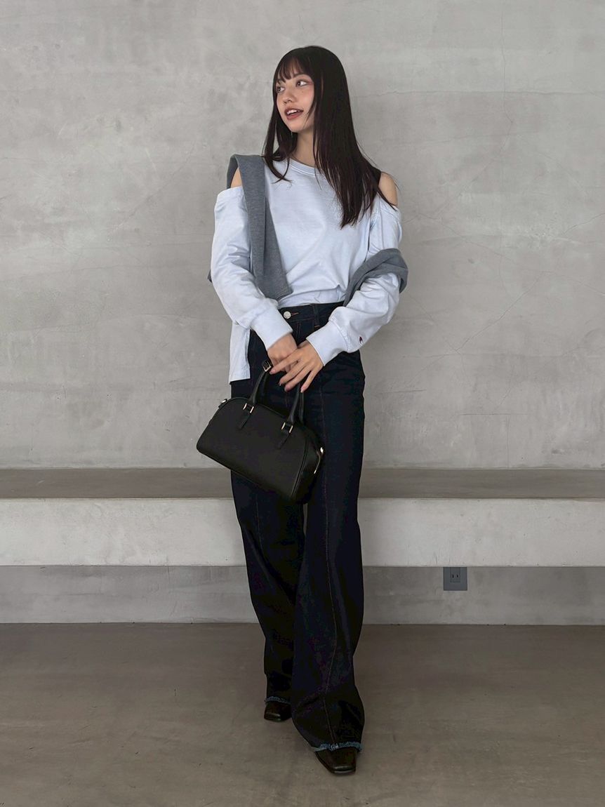 FRAY I.D「【FRAY I.D｜Champion】オフショルロングTシャツ」|Tシャツ・カットソー|