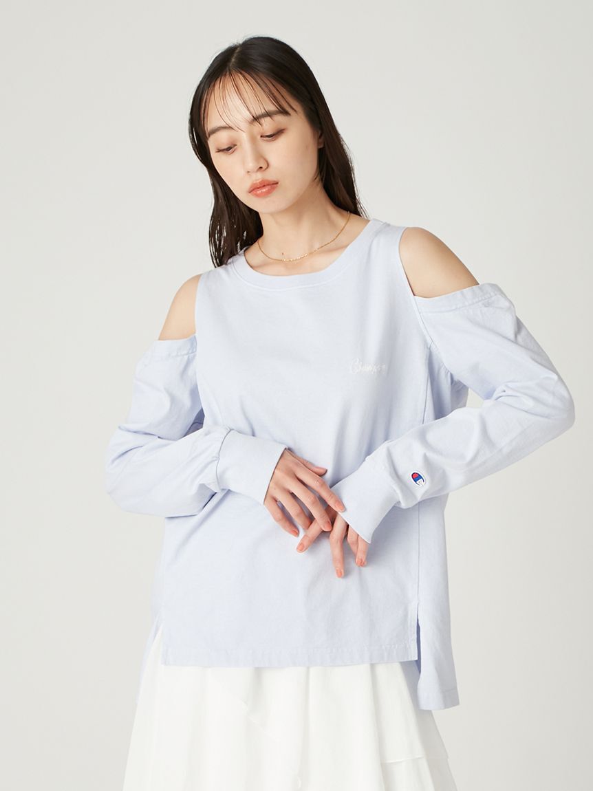FRAY I.D「【FRAY I.D｜Champion】オフショルロングTシャツ」|Tシャツ・カットソー|