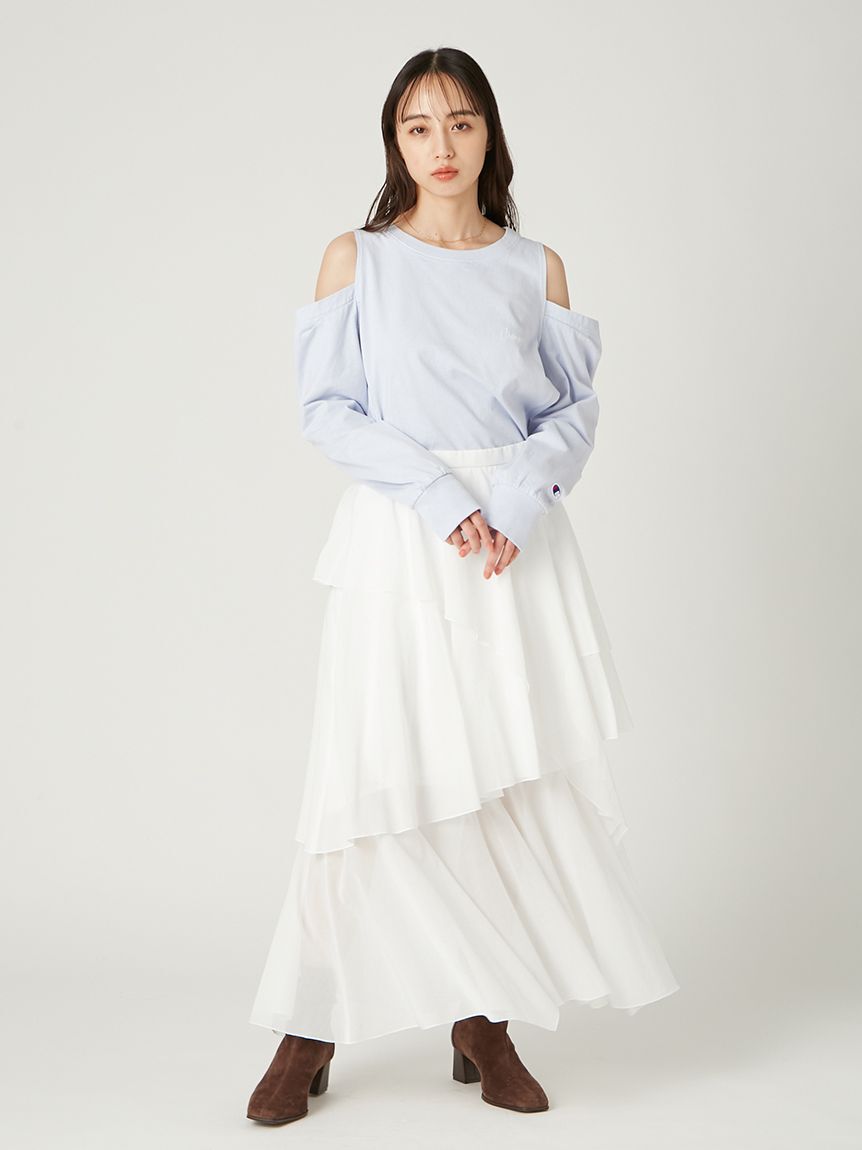 FRAY I.D「【FRAY I.D｜Champion】オフショルロングTシャツ」|Tシャツ・カットソー|