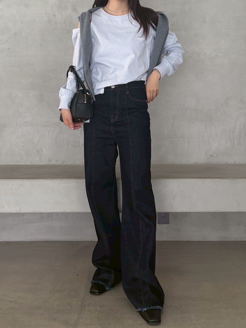 FRAY I.D「【FRAY I.D｜Champion】オフショルロングTシャツ」|Tシャツ・カットソー|