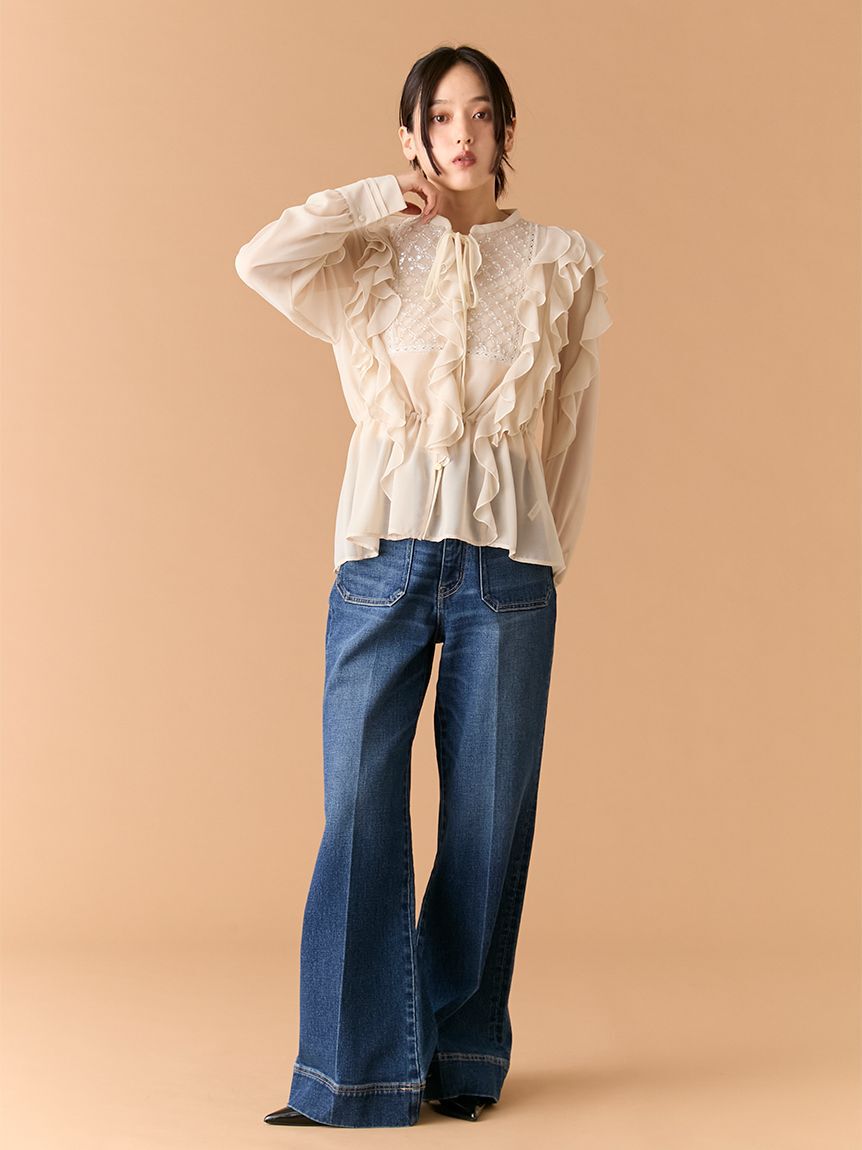 LILY BROWN「[L.B CANDY STOCK]ビジューフリルブラウス」|シャツ・ブラウス|