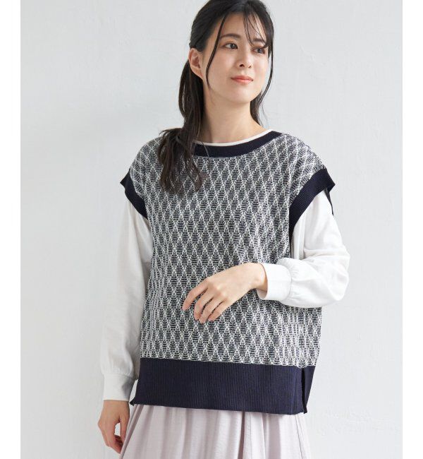 ikka「【2点セット】3WAYニットベストアンサンブル」|ニット・セーター|ネイビー