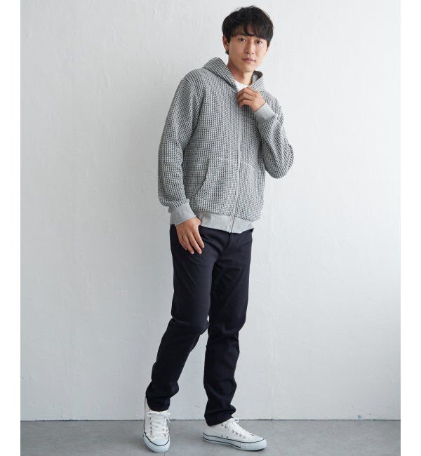 ikka「ビッグワッフルジップパーカー」|カーディガン|