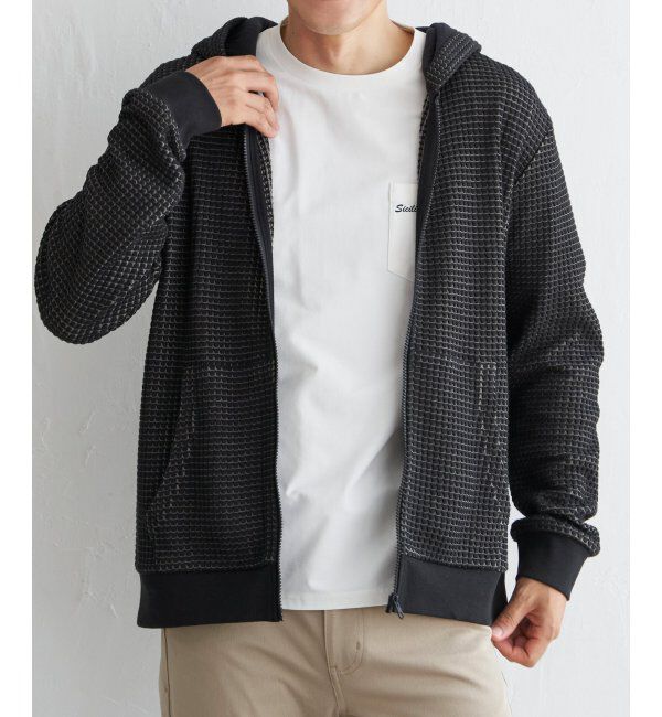 ikka「ビッグワッフルジップパーカー」|カーディガン|