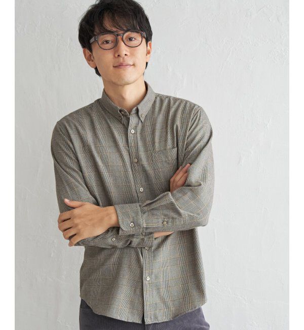 ikka「イージーケアフランネルチェックシャツ」|シャツ・ブラウス|ベージュ