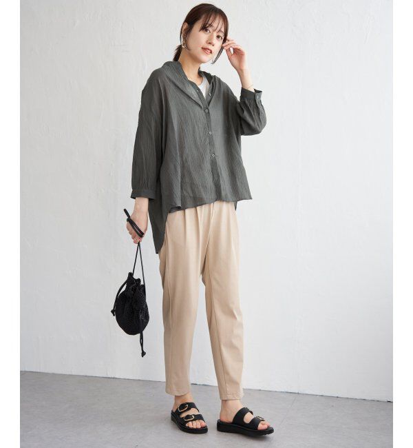 ikka「コットン楊柳バンドカラーシャツ」|シャツ・ブラウス|