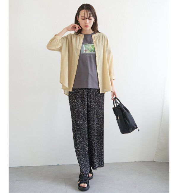 ikka「コットン楊柳バンドカラーシャツ」|シャツ・ブラウス|