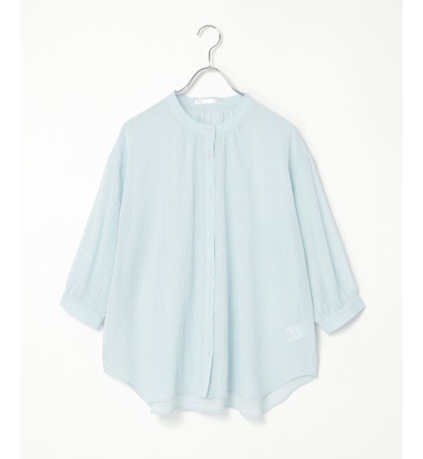 ikka「コットン楊柳バンドカラーシャツ」|シャツ・ブラウス|