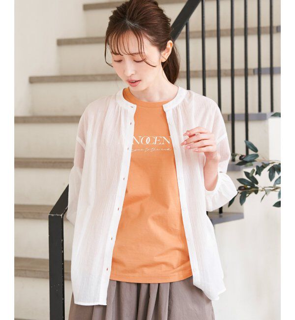 ikka「コットン楊柳バンドカラーシャツ」|シャツ・ブラウス|