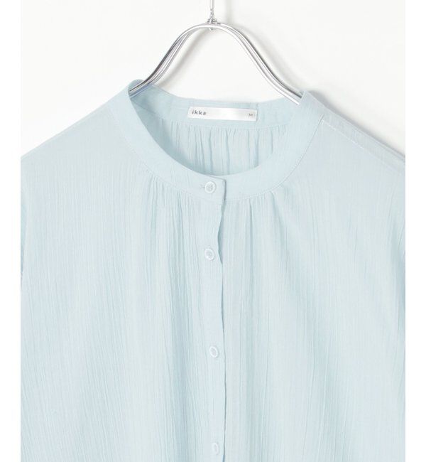 ikka「コットン楊柳バンドカラーシャツ」|シャツ・ブラウス|