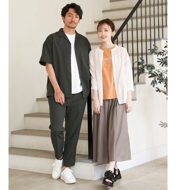 ikka「コットン楊柳バンドカラーシャツ」|シャツ・ブラウス|