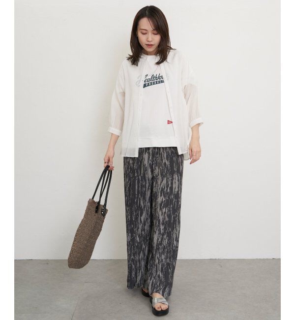 ikka「コットン楊柳バンドカラーシャツ」|シャツ・ブラウス|