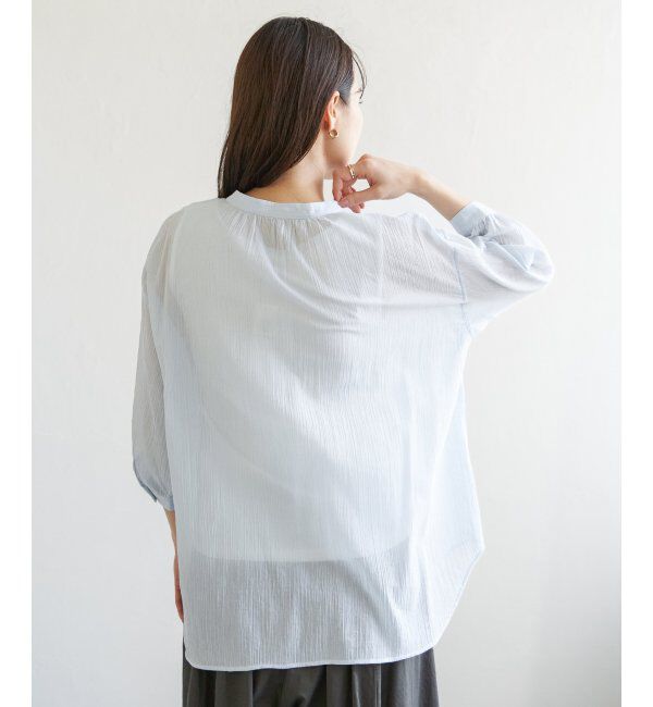 ikka「コットン楊柳バンドカラーシャツ」|シャツ・ブラウス|